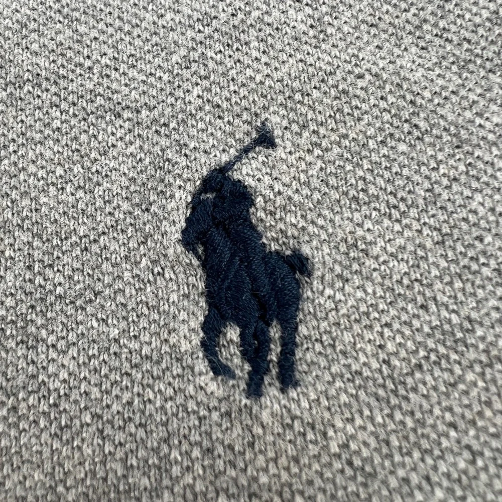 Polo Ralph Lauren Mens XXL Gray Long Sleeve Classic Fit Pique Polo Shirt‎ Logo